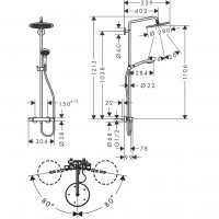 26890340 HG Croma Select S 280 Air 1jet Showerpipe Душова система д/душа, brushed black chrome (1 со HANSGROHE фото 1