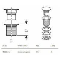 152.080.21.1 Донний клапан до раковини (1 сорт) Geberit фото 1
