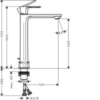 72580670 Rebris S Змішувач д/раковини 240 CoolStart з д/к, чорний матовий (1 сорт) HANSGROHE фото 1