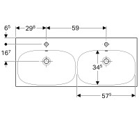 500.627.01.2 Geberit Acanto Умивальник подвійний 120 см, з двома отворами, з переливом, з системою ш Geberit фото 2