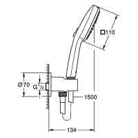 26910003 Tempesta Cube 110 Душовий набір, 3 режими (1 сорт) Grohe фото 3