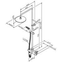 F0780500 Like Душова система,  д/ванни/душа з термостатом, верх.душ.d 250 мм, ручн.душ (1 сорт) AM.PM фото 1