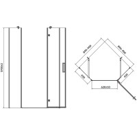 Душова кабіна п'ятикутна JOTA 90х90х195 з розпашними дверми правостороння, прозоре скло, профіль хро Cersanit фото 1