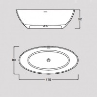 V307BO CAREZZA Ванна зі штучного каменю 170 x 80 x 52h, білий матовий (1 сорт) TREESSE фото 1