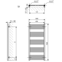 WGFIN114050K9M5SX Рушникосушка Fiona 1140*500, колір чорний мат (1 сорт) Terma фото 2