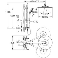 26075001 Euphoria XXL System 310 Душова система д/душу з термостатом (1 сорт) Grohe фото 2