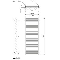 WGFIN090050K9M5SX Рушникосушка Fiona 900*500, колір чорний мат (1 сорт) Terma фото 3