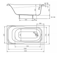 XWP354000N  Ванна акрилова прямокутна SENSA 140x70 см, біла, без ніжок (1 сорт) KOLO фото 3