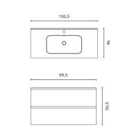 C0077893 (126650+126752+129266) Тумба Vida 100на 2 ящики + раковина ENZO чорна матова, ручки чорний  ROYO фото 5