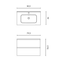 C0077892 (126646+129265+126749) Тумба Vida 80 на 2 ящики + раковина ENZO чорна матова, ручки чорний  ROYO фото 5