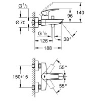 33300003 Eurosmart New Змішувач д/ванни (1 сорт) Grohe фото 3