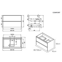 332100W COMFORT Тумба 100 з раковиною, біла (1 сорт) Devit фото 2