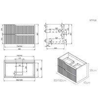 442080W STYLE Тумба 80 з раковиною, біла (1 сорт) Devit фото 2