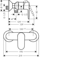 71640670 HG Vernis Blend Змішувач для душу, чорний матовий (1 сорт) HANSGROHE фото 1