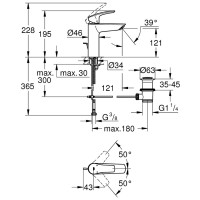 233222433 Eurosmart Одноважільний змішувач для раковини M-Size з донним клапаном, чорний матовий (1  Grohe фото 3