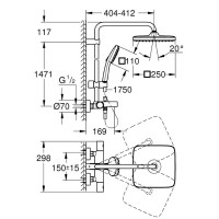 26691001 New Tempesta Cosmopolitan System 250 Душова система з виливом (1 сорт) Grohe фото 4