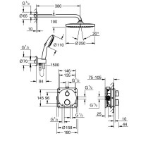 34872000 GRT THM Душова система на 2 виходи,кругла, 250 (1 сорт) Grohe фото 2