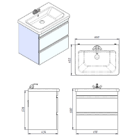 753065W FRAME Біла глянцева тумба 65см з раковиною та сифоном (1 сорт) Devit фото 1