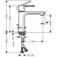 72588670 Rebris S Змішувач д/раковини 110 CoolStart EcoSmart з д/к, чорний матовий (1 сорт) HANSGROHE фото 1