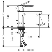 72587000 Rebris E Змішувач д/раковини 80 CoolStart EcoSmart+ з д/к, хром (1 сорт) HANSGROHE фото 1