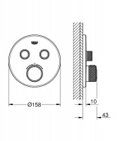 29507KF0 Grohtherm SmartControl Зовнішня частина термостату прихованого монтажу на 2 споживачі, чорн Grohe фото 1