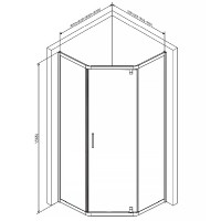 W90UG-405-090BT Душ. кабіна Gem 5-corner Pivot 90x90 скло прозоре, профіль чорний мат, без піддону ( AM.PM фото 1