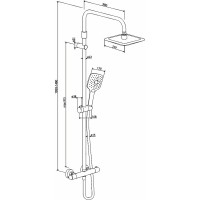 DX218092000 Option, душова система з ТМС для душу: верхній душ 230*230мм, ручний душ 120мм, хром (1  Damixa фото 1