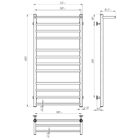 AL5001000EBS ALLROUND Рушникосушарка електрична П12 500х1000 з чорної сталі, колір чорний матовий (1 Devit фото 1