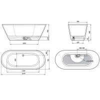 17070130WL Style Lite Ванна окремостояча 167 x 72,5 x 59,5 см з литого (штучного) каменю Caststone,  Devit фото 1