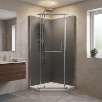 FEN0123 DEVIT PL COMFORT Кабіна душова, п'ятикут. 90х90, без піддона, скло прозоре (1 сорт) DEVIT PL фото 3