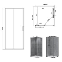 FEN2140B DEVIT PL ART 2.0 Кабіна душова, квадратна, розсувна, колір - чорний матовий, 900*900, без п DEVIT PL фото 1