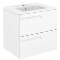 C0072604 (125617+126222) Тумба VITALE 60 на 2 ящики, білий + раковина керамічна Slim, білий глянець  ROYO