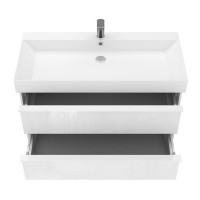 083100W QUADRA Тумба 100 біла глянцева з умивальником та сифоном (1 сорт) Devit фото 1