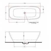 V297BO/V2970XBO800S BRIO Ванна   із штучного каменю 170 x 72 x 55h, тонкий борт,білий матовий (1 сор TREESSE фото 2