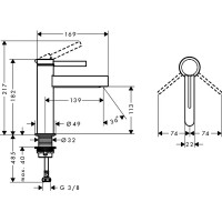 76023670 Finoris Змішувач д/раковини з д/к, чорний матовий (1 сорт) HANSGROHE фото 1