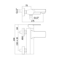 TA 023 ST TANGO  Змішувач для ванни, з ручним душем, steel looking (1 сорт) Paffoni фото 1