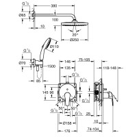 25288000 Eurosmart OHM Душова система на 2 виходи,кругла, 250 (1 сорт) Grohe фото 2