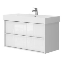 083100W QUADRA Тумба 100 біла глянцева з умивальником та сифоном (1 сорт) Devit