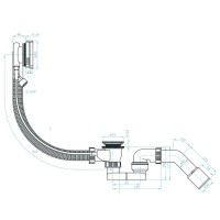 DVNS141 Сифон для ванни 40, автомат, з наповненням через перелив, коліно 40/50, хром (1 сорт) Devit