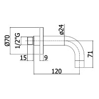 ZBOC140ST Light  Вилив для ванни 120мм, steel looking (1 сорт) Paffoni фото 1