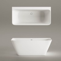 VAQUAWA/00 QUADRO WALL Ванна пристінна 160х76 см з литого (штучного) каменю, з інтегрованим сифоном, PAA фото 3
