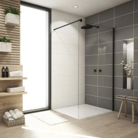 STR4PA61200607  WALK-IN EASY Душова фіксована перегородка 1200*2000, скло 6 мм,  прозоре, профіль  ч Ronal фото 1