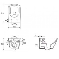 S701-884 СЕТ C200 ПІДВІСНИЙ УНІТАЗ ПРЯМОКУТНИЙ CITY PRO VORTEX З ТОНКИМ ДЮРОПЛАСТОВИМ СИДІННЯМ (1 со CERSANIT-С Україна фото 2