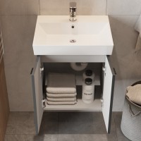 484050A Flow Тумба 50 з умивальником та ручками, антрацит матовий (1 сорт) Devit фото 9