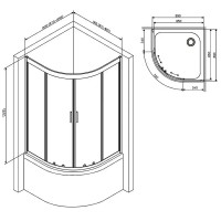 W90UG-401A090BT Душ. кабіна Gem Deep 1/4 Round 90x90 скло прозоре, профіль чорний мат, без піддону ( AM.PM фото 1