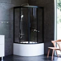 W90UG-401A090BT Душ. кабіна Gem Deep 1/4 Round 90x90 скло прозоре, профіль чорний мат, без піддону ( AM.PM фото 7
