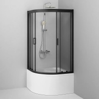 W90UG-401A090BT Душ. кабіна Gem Deep 1/4 Round 90x90 скло прозоре, профіль чорний мат, без піддону ( AM.PM фото 3