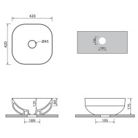 LVP1  POOL 1  раковина на стільницю без перелива 42х42, біла глянцева (1 сорт) SDR фото 2