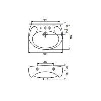 K07-234  EKO 2000 Раковина 60 з отвором для змішувача, білий глянець (плівка) (1 сорт) MITO фото 3