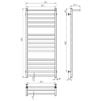 AL5001200EBS ALLROUND Рушникосушарка електрична П15 500х1200 з чорної сталі, колір чорний матовий (1 Devit